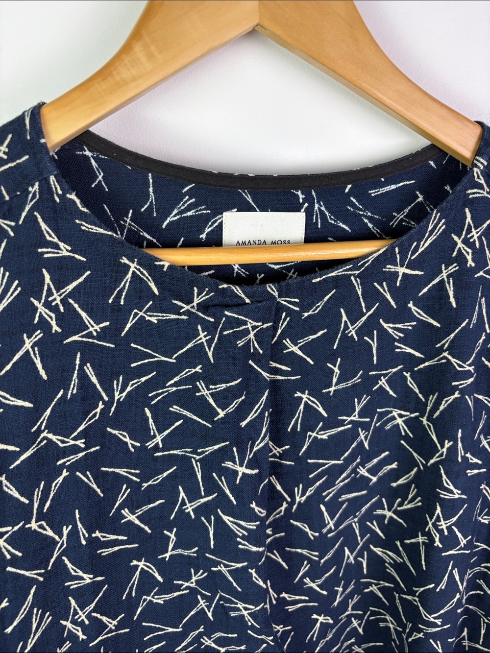 Amanda Moss Made in Canada Navy Printed Sleeveless 100% cotton Dress size XS - Picture 3 of 6